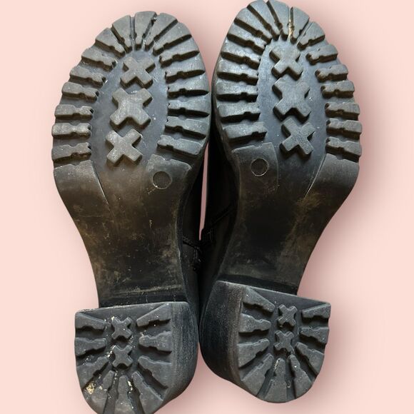 Shi 90s Chunky 3” Heel Side Zip Boots Black Vegan Leather Size 8 - Picture 7 of 8